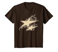 Y2K 90s Double Star Tattoo STYL T-Shirt, Youth, Brown, 2T