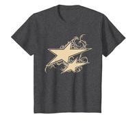 Y2K 90s Double Star Tattoo STYL T-Shirt, Youth, Dark Heather Grey, X-Small