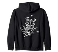 Y2K 90s Jellyfish and Fish under Stars Zip Hoodie