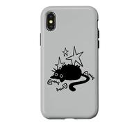 Y2K 90s Lazy Chubby Cat Tomcat by Fish Bones Stargazing Case for iPhone X/XS