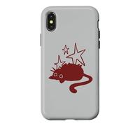Y2K 90s Lazy Chubby Tomcat Cat Stargazing Case for iPhone X/XS