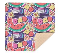Y2k 90s Pattern Multicolored Soft Thick Baby Gym & Activity Mat for Indoor Outdoor Non-Toxic Baby Play Tummy Time Mat for Baby Kids Toddlers Infants, 50'' x 50''