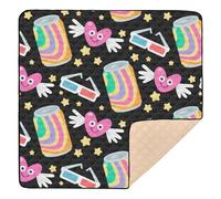 Y2k 90s Pattern Multicolored Soft Thick Baby Playmat for Floor Comfortable Tummy Time Mat for Baby Kids Toddlers Infants, 50'' x 50''