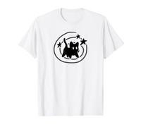 Y2K 90s Scary Cat Tomcat is Scared Under Starry Tail Value Graphic T-Shirt, Men, White, XL