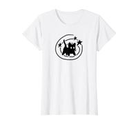 Y2K 90s Scary Cat Tomcat is Scared Under Starry Tail Value Graphic T-Shirt, Women, White, M