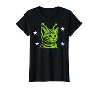 Y2K Alien Cat Meme Retro Silly Cat Vintage Space Kitty Funny Value Graphic T-Shirt, Women, Black, M
