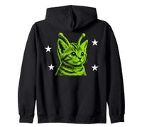 Y2K Alien Cat Meme Retro Silly Cat Vintage Space Kitty Funny Zip Hoodie