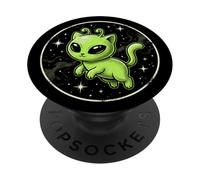 Y2K Alien Cat Meme Retro Silly Vintage Kitty Funny PopSockets Adhesive PopGrip