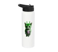 Y2K Alien Cat Meme Silly Cats Green Kitty Monster Sci-Fi Stainless Steel Insulated Water Bottle