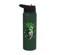Y2K Alien Cat Meme Silly Cats Green Kitty Monster Sci-Fi Stainless Steel Insulated Water Bottle