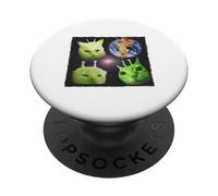 Y2k Alien UFO Cat Meme Silly Cats Retro Cat Lover Vintage PopSockets Adhesive PopGrip