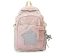 Y2K Backpack for Girls Cute Star Schoolbag with Hanging Pouch, Style 2 | Multi-Layer & Large Capacity, Lightweight for Long Time Carrying, for School Outing Travel