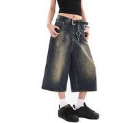 Y2k Baggy Jean Shorts Jorts Y2k Hip Hop Shorts Skater Jeans Grunge Jorts Aesthetic Pants, Vintage Blue, XS
