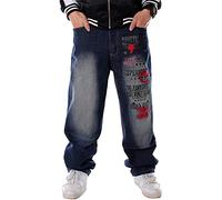 Y2k Baggy Jeans for Men Grunge Vintage Relaxed Fit Skateboard Jeans Loose Embroidery Hip Hop Dance Denim Pants, B#black, 38