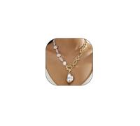 Y2k Big Pearl Chunky Necklace for Women Boho Irregular Baroque Pearl Y Pendant Necklaces Dainty Statement Jewelry, Short, Pearl, No Gemstone