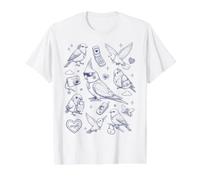 Y2K Birds Cute 2000s Nostalgia Aesthetic Flip Phone Line Art Value Graphic T-Shirt