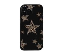 Y2K Black Star Stars Leopard Print Cheetah Epoxy Clear TPU Custom Compatible With iPhone 11 12 13 14 15 16 16E 17 XR X SE 7 8 Air Pro Max Plus Mini Case Personalised Name Cover