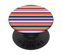 Y2K Blue Burgundy Orange Stripe Retro Aesthetic Pattern PopSockets Adhesive PopGrip