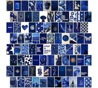Y2K BOO Dark Navy Aesthetic Wall Collage Kit - 100 Trendy Deep Blue Photos for Minimalist Room Decor, 4"x6" Modern Art Prints for Teen Bedroom, College Dorm & Apartment Wall Aesthetic