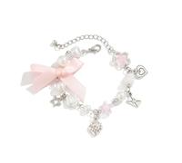 Y2k Bracelet Love Heart Star Beaded Chain Dainty Pendant Bracelet Gothic Punk Cool Resin For Women Teen Girls Adjustable Fashion Jewelry Gift Aesthetic, 1 Pc, Alloy, no gemstone