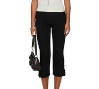 Y2k Capri Pants for Women Trendy Lace Ruffle Hem Flare Leggings Bell Bottom Skinny Gingham Cropped Bloomer Trousers (Bow Black, S)
