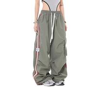 Y2k Cargo Sweatpants for Women Goth Baggy Parachute Pants Wide Leg Baggy Joggers Gothic Track Pants, Green, XL