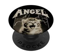Y2K Cat Cute Silly Angel 90s 2000s Grunge Vintage Graphic PopSockets Adhesive PopGrip