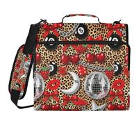 Y2k Cheetah Print Stars Cherry Ball 8 3 Ringing Zipper Binder with Strap Includes Zip Pocket Portable Portfolio for Middle School