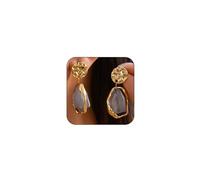 Y2k Chunky Brown Resin Dangle Statement Earrings for Women Vintage Gold Enamel White Gray Drop Dangly Pleated Earring Trendy Large Aesthetic Jewelry, L, Zinc, No Gemstone