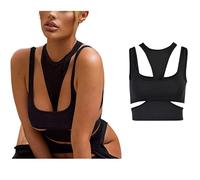 Y2K Clothing Y2K Hollow Women Halter Tank Tops Sleeveless Ruched Patchwork Mesh Camisole Clubwear Fashion Solid Vest Outfit