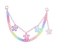 Y2k Cute Rainbow Flowers Charm Acrylic Pants Trousers Chain for Women Men Lovely Colorful Layered Sweet Rock Wallet Belt Pocket Waist Jeans Belly Chains Candy Color Backpack Body Accessories