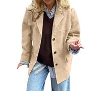 Y2K Faux Suede Jacket For Women People Free Inspired Oversized Bomber Blazer Trendy 2025 Lightweight Fall Fashion(Beige,Medium)