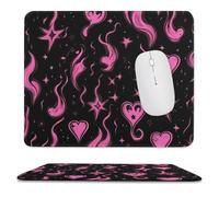 Y2K Flames Hearts Stars Mouse Pad Waterproof Ultra-Thin Non-Slip Rubber Base Square Mouse Mat Gaming Mousepad 9.8"x11.8"