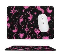 Y2K Flames Hearts Stars Mouse Pad Waterproof Ultra-Thin Non-Slip Rubber Base Square Mouse Mat Gaming Mousepad 7.9"x9.4"