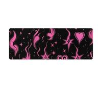 Y2K Flames Hearts Stars Non-Slip Mouse Pads Funny Desk Mat Rubber Laptop Writing Mat for Gamer Office Home 30x80cm