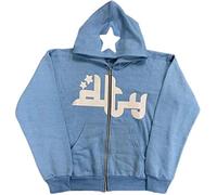 Y2K Full Zip Hoodies Hip Hop Graphic Print Hooded Sweatshirts Streetwear Harajuku Goth Oversized Winter Men Jackets Coat Clothes-EA01123-SKYBLUE,XL