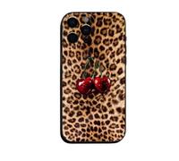 Y2K Gloss Red Cherry Cherries Leopard Print Cheetah Epoxy Clear TPU Custom Compatible With iPhone 11 12 13 14 15 16 16E 17 XR X SE 7 8 Air Pro Max Plus Mini Case Personalised Name Cover