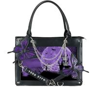 Y2K Gothic Labyrinth Butterfly Tote Bag ita crossbody bag pin display shoulder bag with anime aaccessories handbag (Black purple 2)