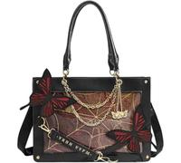 Y2K Gothic Labyrinth Butterfly Tote Bag ita crossbody bag pin display shoulder bag with anime aaccessories handbag (Red Flame Blood Red Butterfly)
