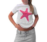 Y2k Graphic Baby Tees Women Teen Girl Fruit Print Crop Top Short Sleeve Slim Fit Vintage Aesthetic T Shirt Clothes (White, L)