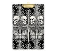 Y2k Grunge Goth Skull Cross Gothic Black White clipboard clamp Plastic for Personalized clipboards for Teachers Size 9 x 12