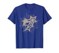 Y2k Grunge Stars 2000s Beige Tattoo Vintage Graphic T-Shirt, Men, Royal Blue, Medium