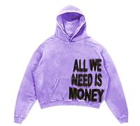 Y2k Hooded Pullover Men's Sweatshirts with All We Need is Love Print Harajuku Style Sports Shirts Loose Fit Hoodie Loose Fit Casual Shirts Hip Hop Streetwear Comfortable Tops, O Light Purple, M