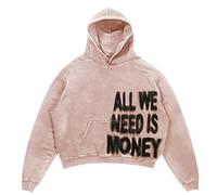 Y2k Hooded Pullover Men's Sweatshirts with All We Need is Love Print Harajuku Style Sports Shirts Loose Fit Hoodie Loose Fit Casual Shirts Hip Hop Streetwear Comfortable Tops, O khaki., S