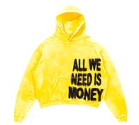 Y2k Hooded Pullover Men's Sweatshirts with All We Need is Love Print Harajuku Style Sports Shirts Loose Fit Hoodie Loose Fit Casual Shirts Hip Hop Streetwear Comfortable Tops, O yellow, L