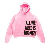 Y2k Hooded Pullover Men's Sweatshirts with All We Need is Love Print Harajuku Style Sports Shirts Loose Fit Hoodie Loose Fit Casual Shirts Hip Hop Streetwear Comfortable Tops, O Light Pink, S