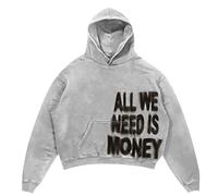 Y2k Hooded Pullover Men's Sweatshirts with All We Need is Love Print Harajuku Style Sports Shirts Loose Fit Hoodie Loose Fit Casual Shirts Hip Hop Streetwear Comfortable Tops, O Light Grey, S