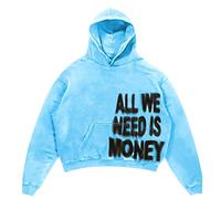 Y2k Hooded Pullover Men's Sweatshirts with All We Need is Love Print Harajuku Style Sports Shirts Loose Fit Hoodie Loose Fit Casual Shirts Hip Hop Streetwear Comfortable Tops, Light blue, XL