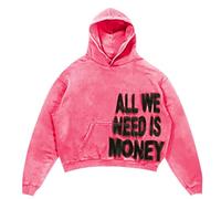 Y2k Hooded Pullover Men's Sweatshirts with All We Need is Love Print Harajuku Style Sports Shirts Loose Fit Hoodie Loose Fit Casual Shirts Hip Hop Streetwear Comfortable Tops, O Rosa, XXL