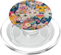 Y2K Indie Cat Collage Colorful Pop Art Girly Aesthetic Kitty PopSockets PopGrip for MagSafe